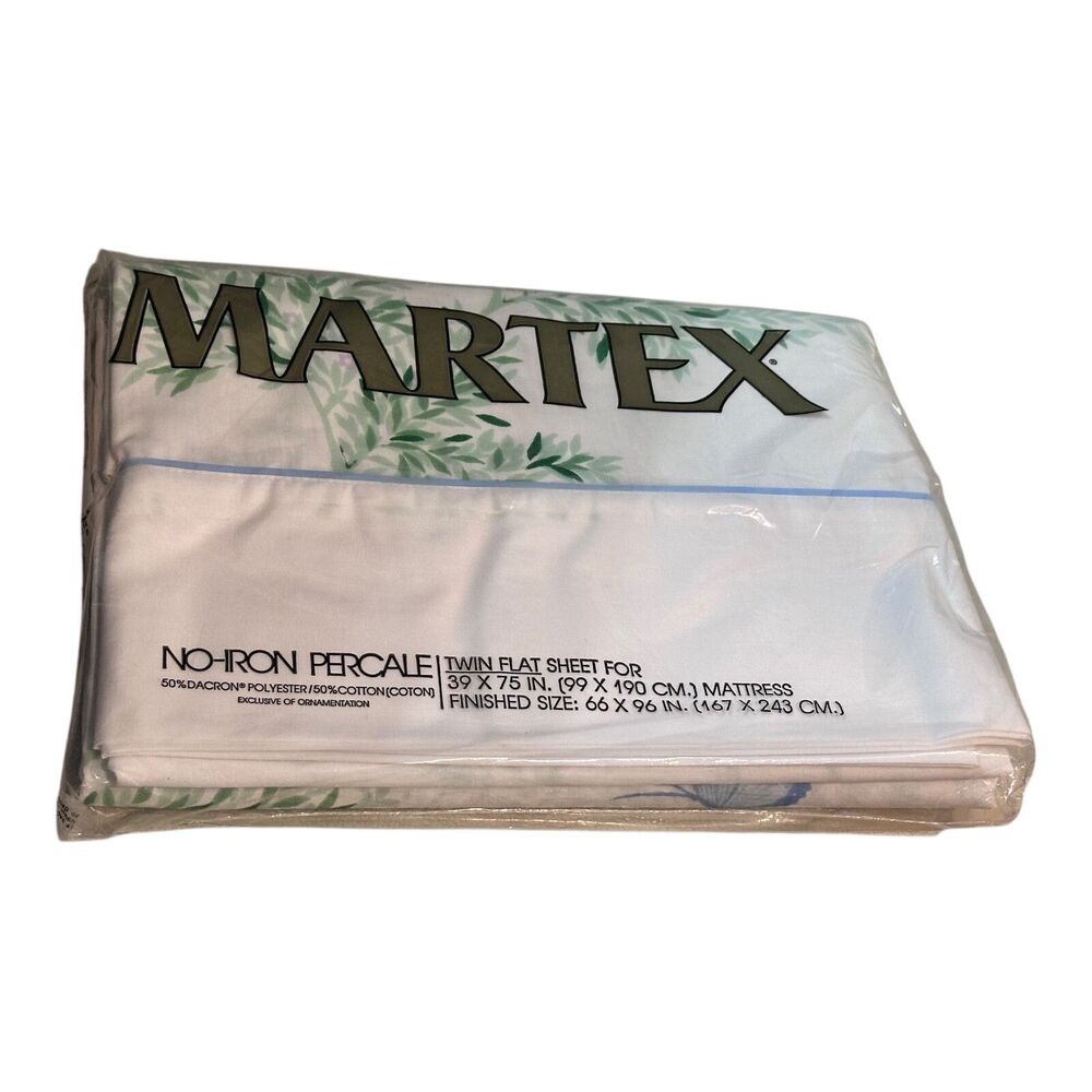 Vintage 1978 HANAE MORI for Martex "CHO" No Iron Percale Twin Flat Sheet NIB!